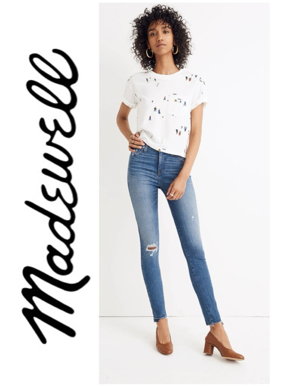 MADEWELL 10” High Rise Skinny Everton Stretch Distressed Whimsical Chic Women 27